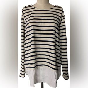 Style & Co. Petite PXL Layered Sailor Blue Pullover Blouse
